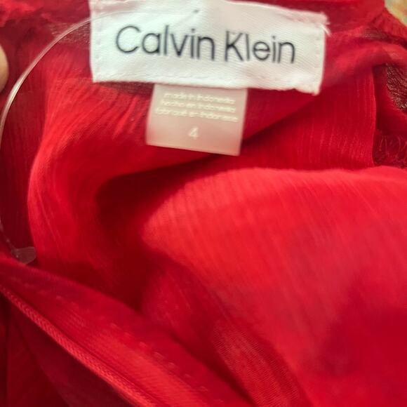 Calvin Klein Romantic Floral Tie Dye Flowy Belted Boho Sleeved Maxi Dress Size 4 - Picture 7 of 7